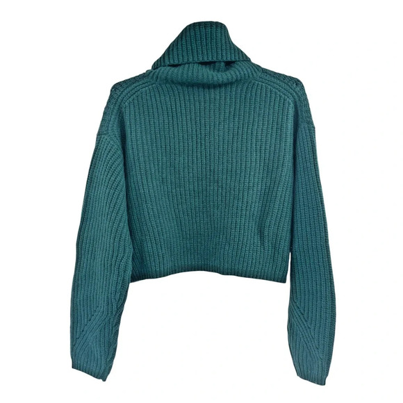 Thakoon Womens Pointelle Turtleneck Sweater Merino Wool Dark Green Size XS NWT - Picture 3 of 8
